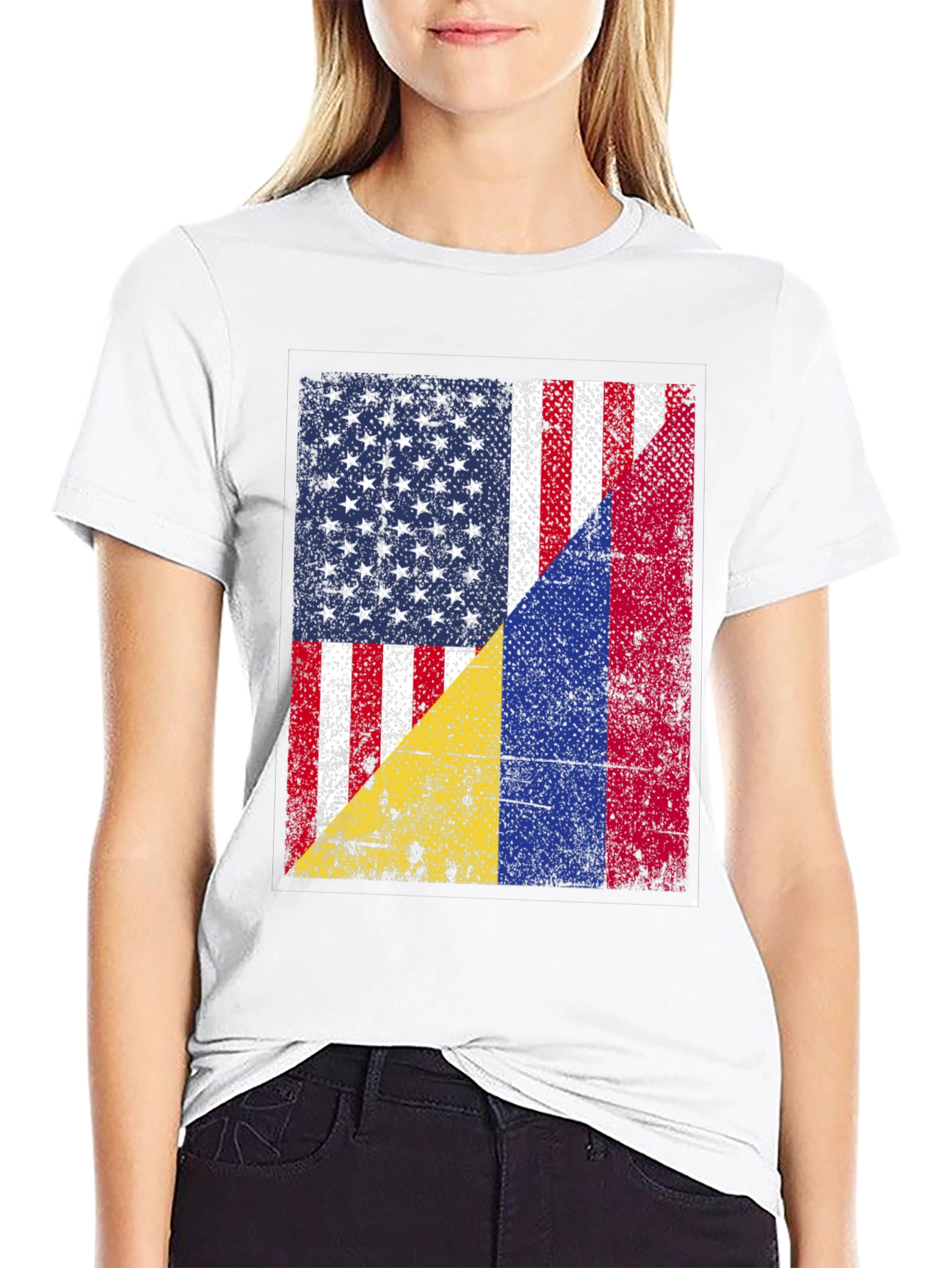 USA Colombia Flags T-Shirt - Patriotic Pride