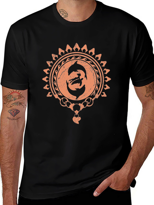 Dolphin Sun Graphic Black T-Shirt