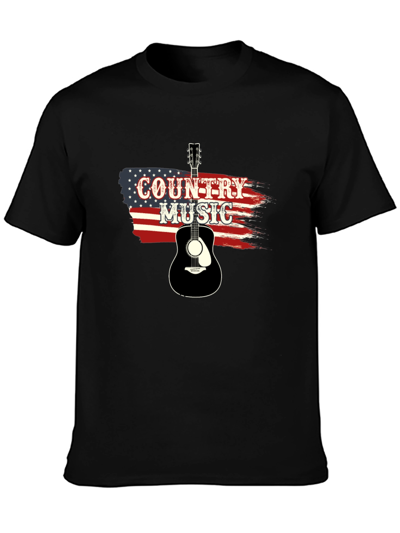 Country Music Guitar American Flag T-Shirt