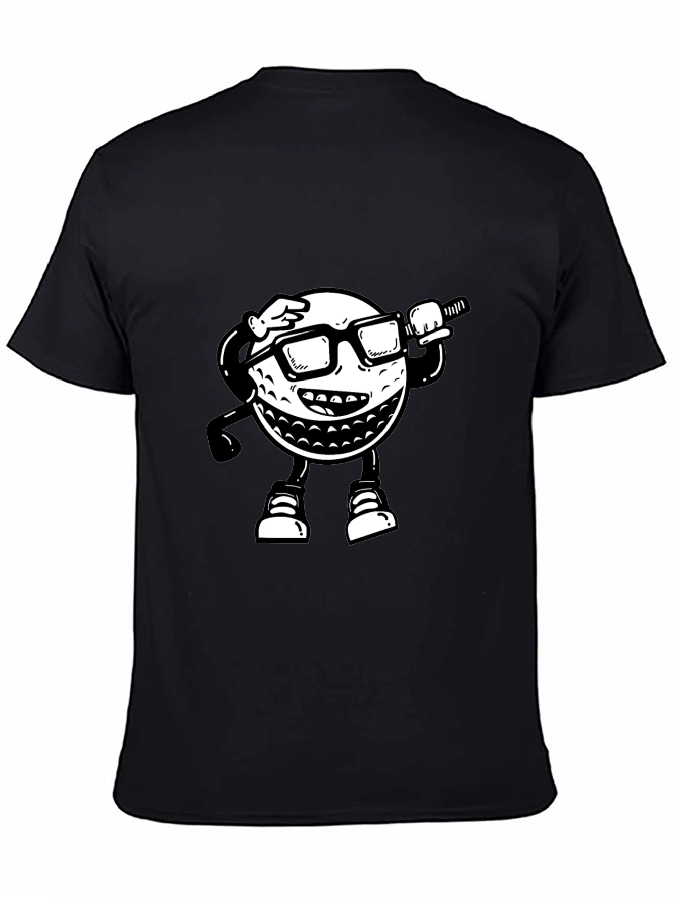 Golf Ball Cartoon T-Shirt - Black