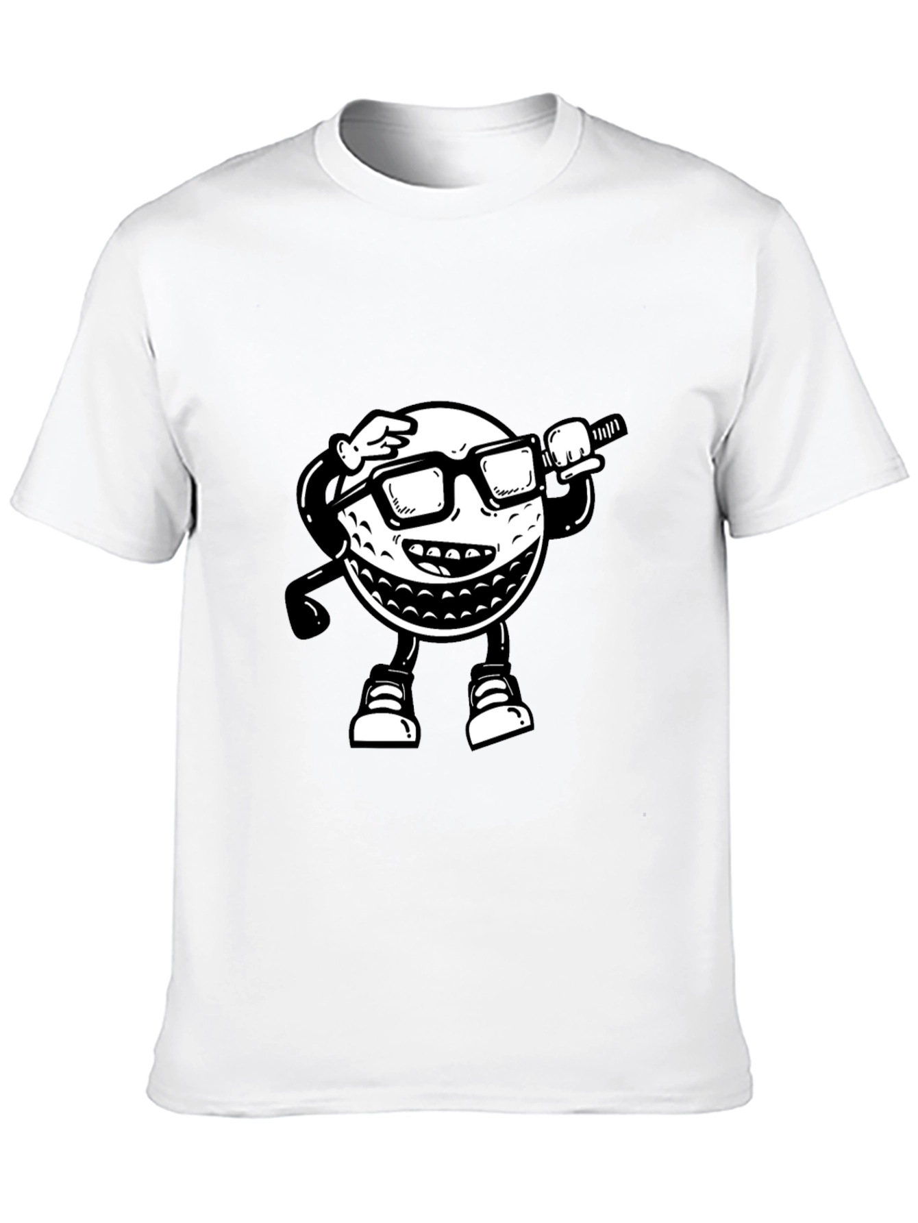 Golf Ball Cartoon T-Shirt - Black