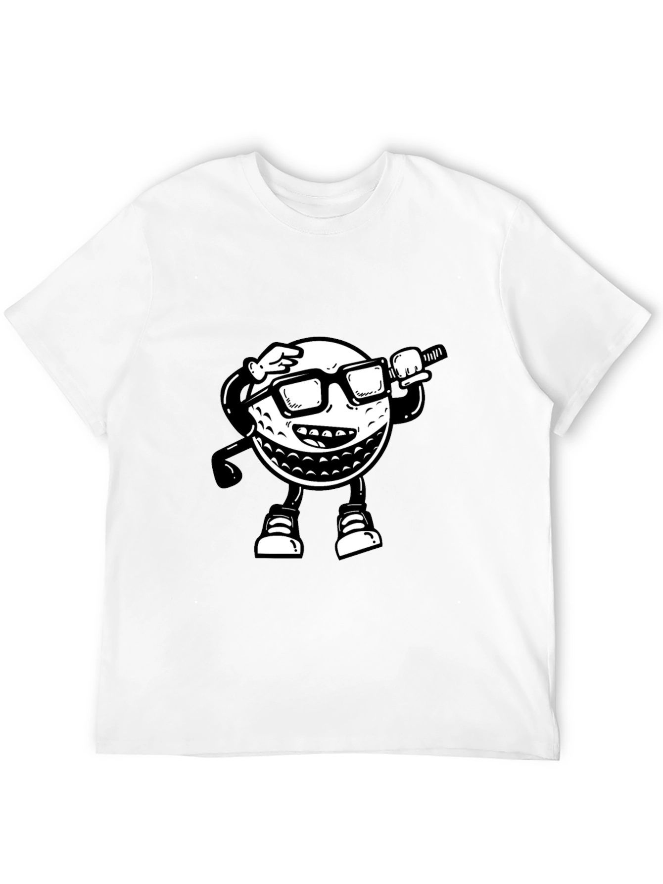 Golf Ball Cartoon T-Shirt - Black