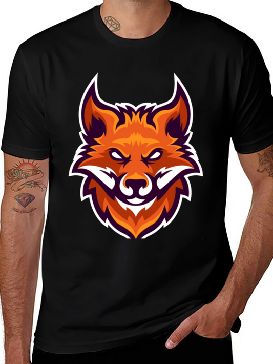 Black T-Shirt with Fox Head Graphic
