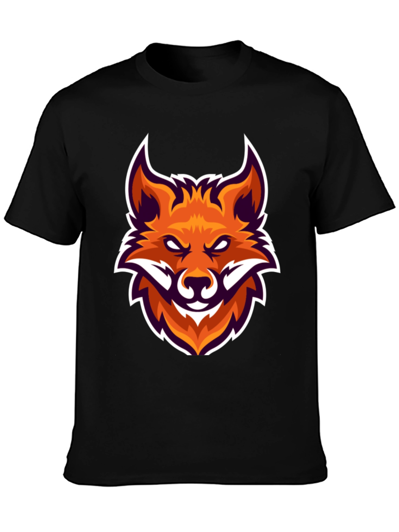 Black T-Shirt with Fox Head Graphic