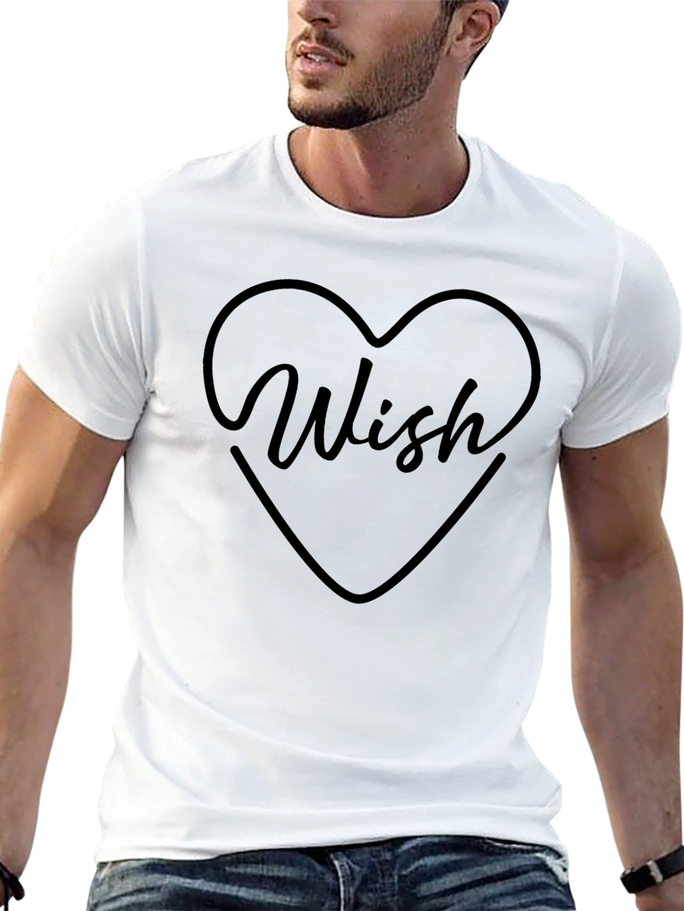 Wish Heart Graphic Black T-Shirt