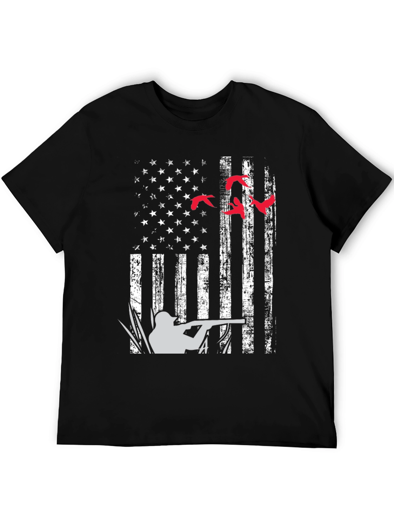 Duck Hunting American Flag Graphic T-Shirt