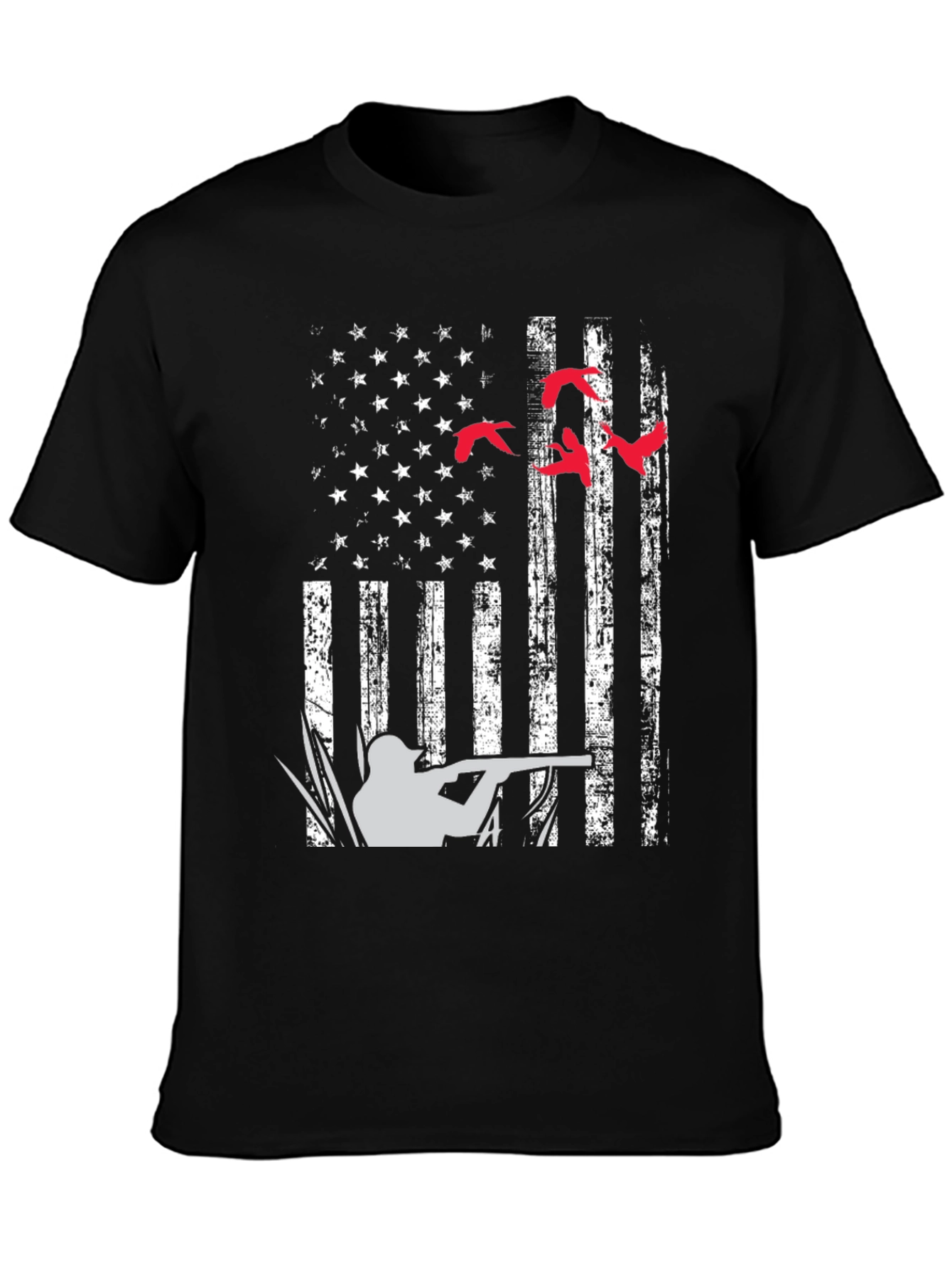 Duck Hunting American Flag Graphic T-Shirt
