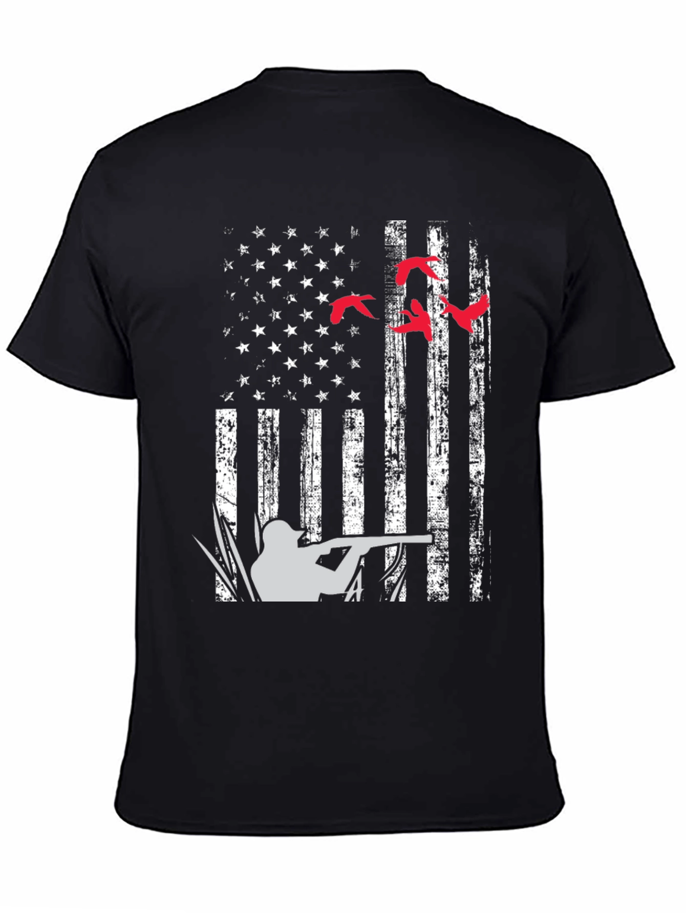 Duck Hunting American Flag Graphic T-Shirt