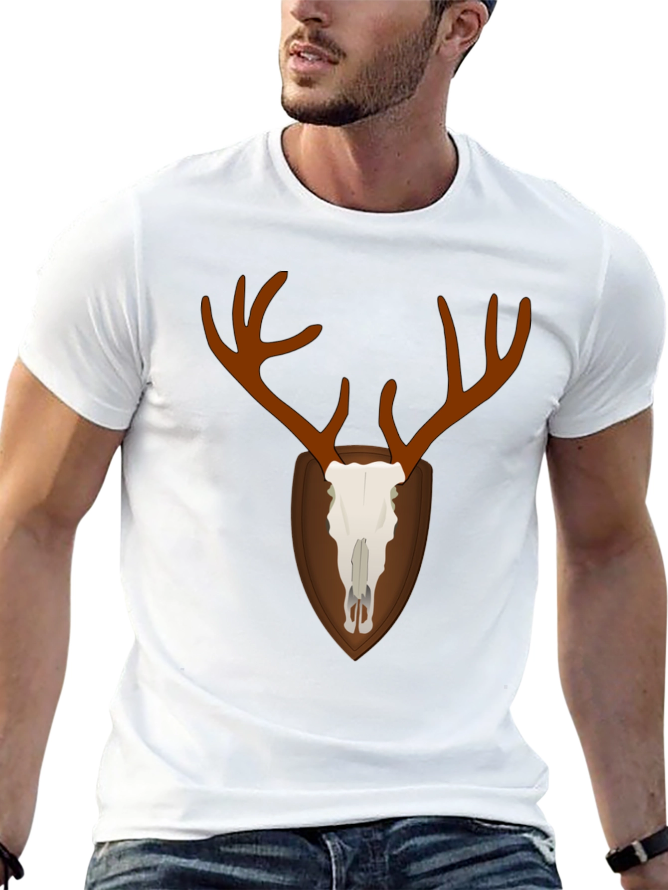 Deer Skull Graphic T-Shirt - Black