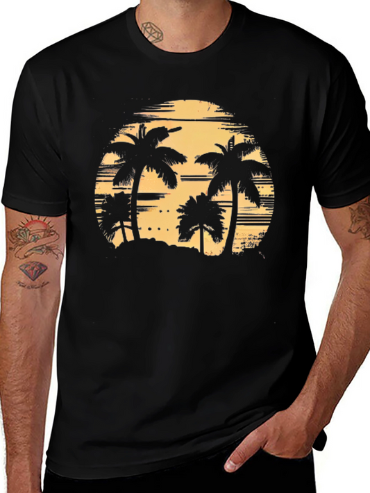 Tropical Palm Tree Sunset Graphic T-Shirt
