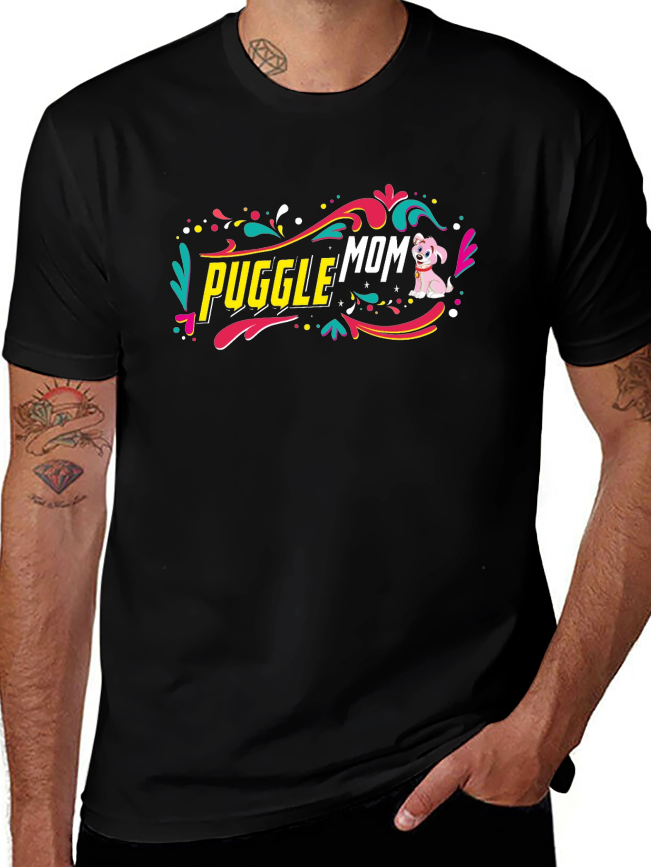 Puggle Mom Graphic Tee - Cute Dog Lover Shirt