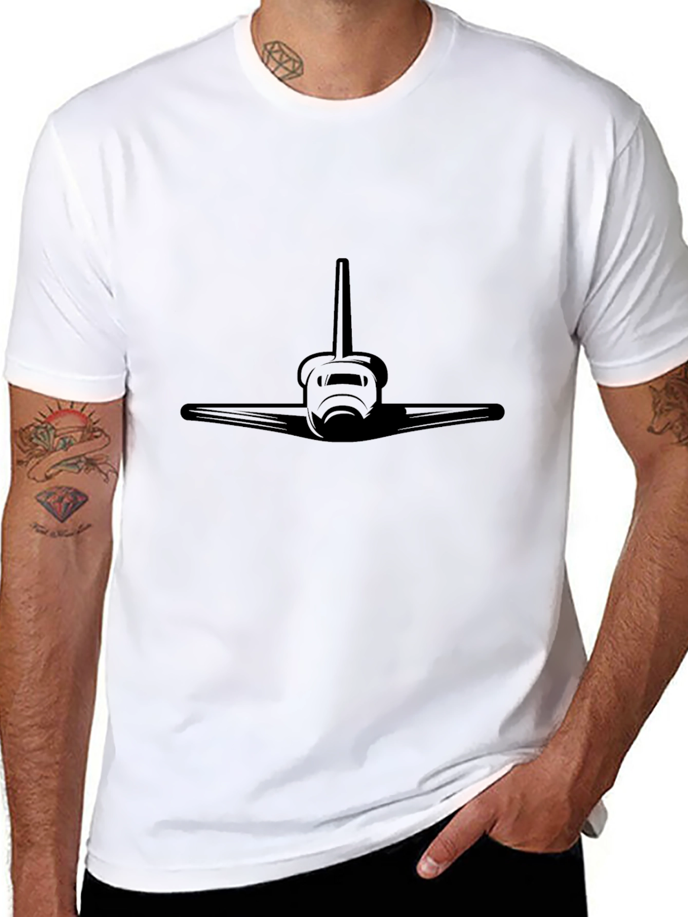 Space Shuttle Graphic Tee - Bold Black Shirt