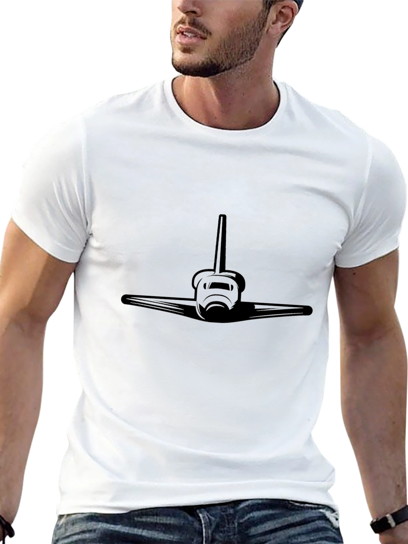 Space Shuttle Graphic Tee - Bold Black Shirt
