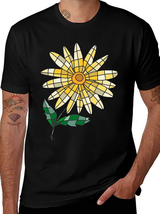 Mosaic Flower Graphic Tee - Casual Style