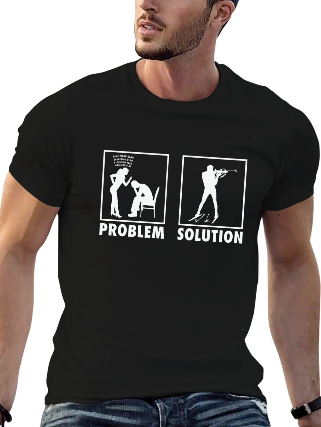 Problem Solution Graphic T-Shirt - Humor Tee