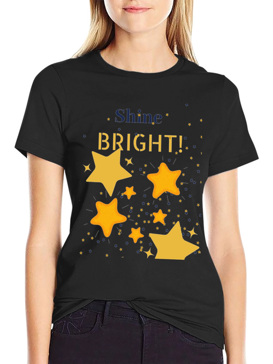 Shine Bright Starry Graphic Black T-Shirt
