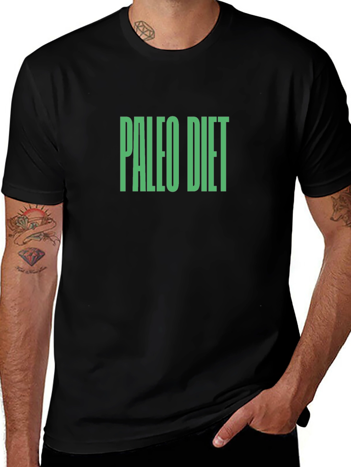 Paleo Diet T-Shirt - Bold Green Text