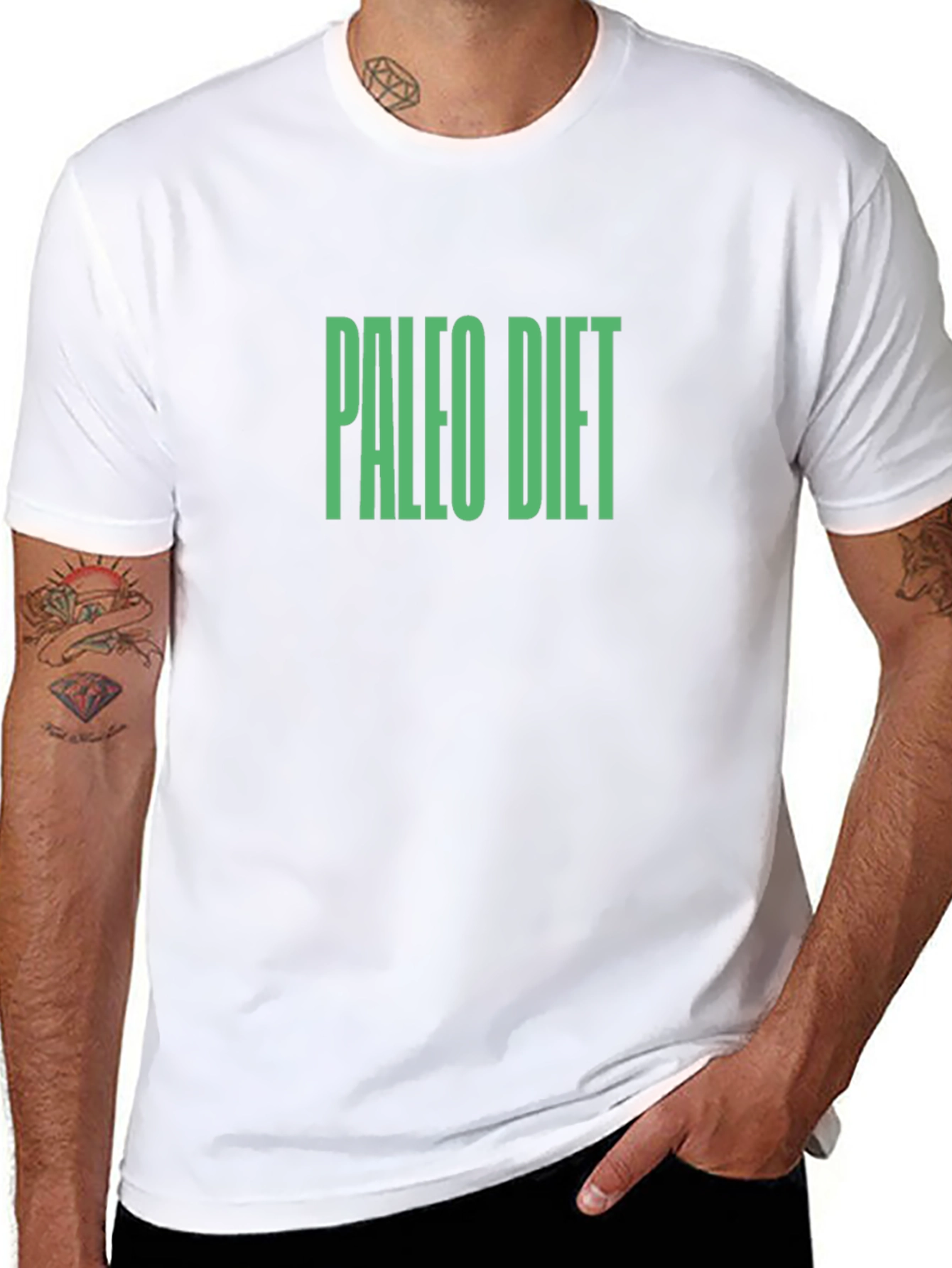 Paleo Diet T-Shirt - Bold Green Text