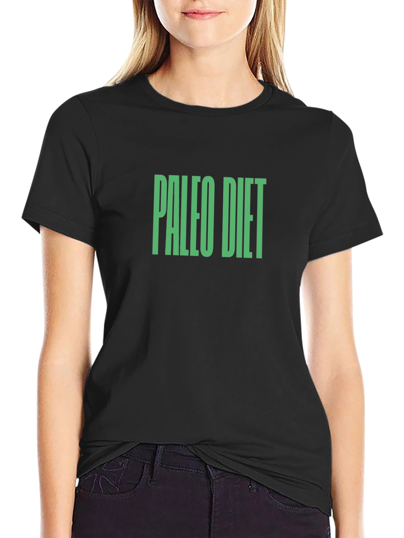 Paleo Diet T-Shirt - Bold Green Text