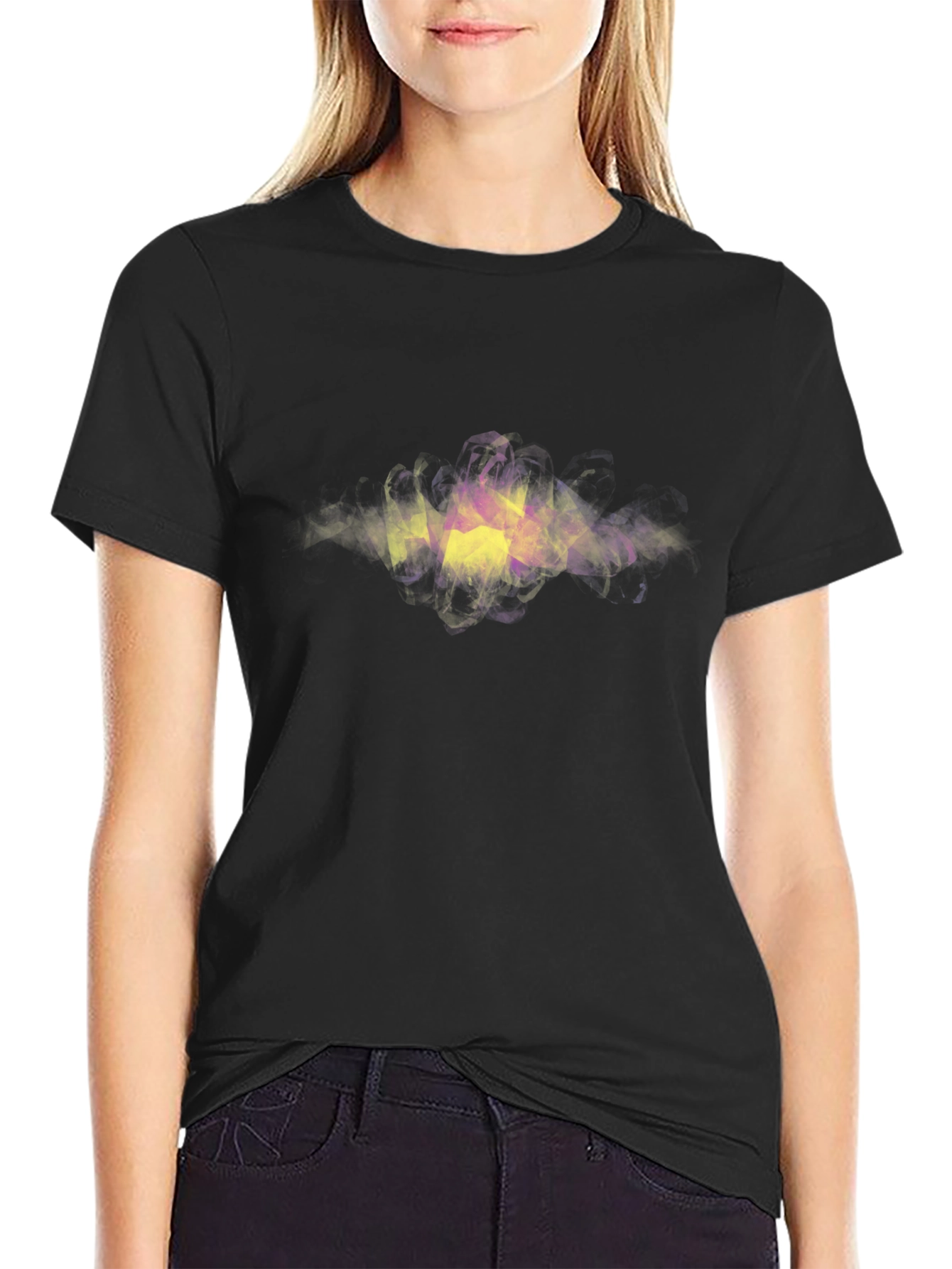 Abstract Smoke Print Black T-Shirt