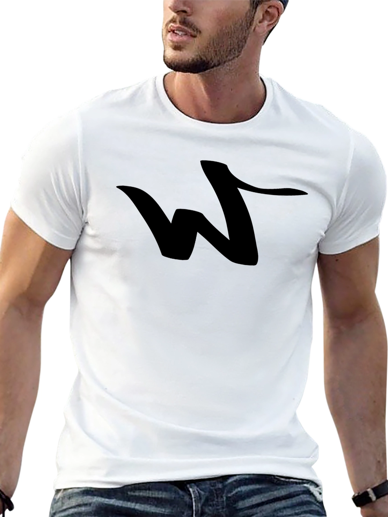 Bold Black Tee with Abstract W Design