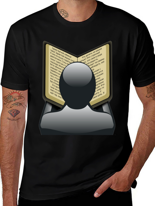 Mans Book Reader Black Graphic T-Shirt