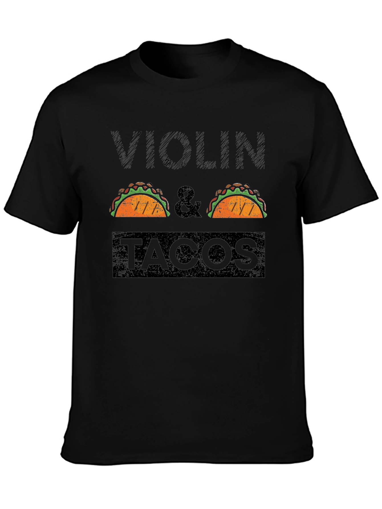 Violin & Tacos Black Graphic T-Shirt