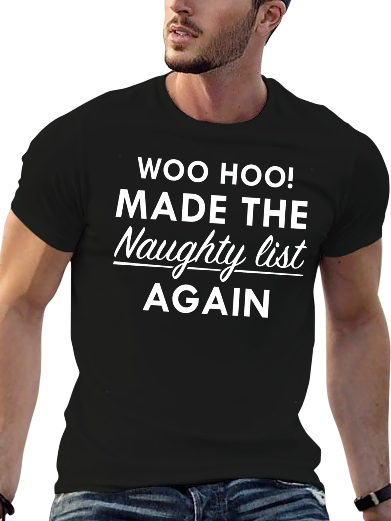 Naughty List Again Black Graphic Tee