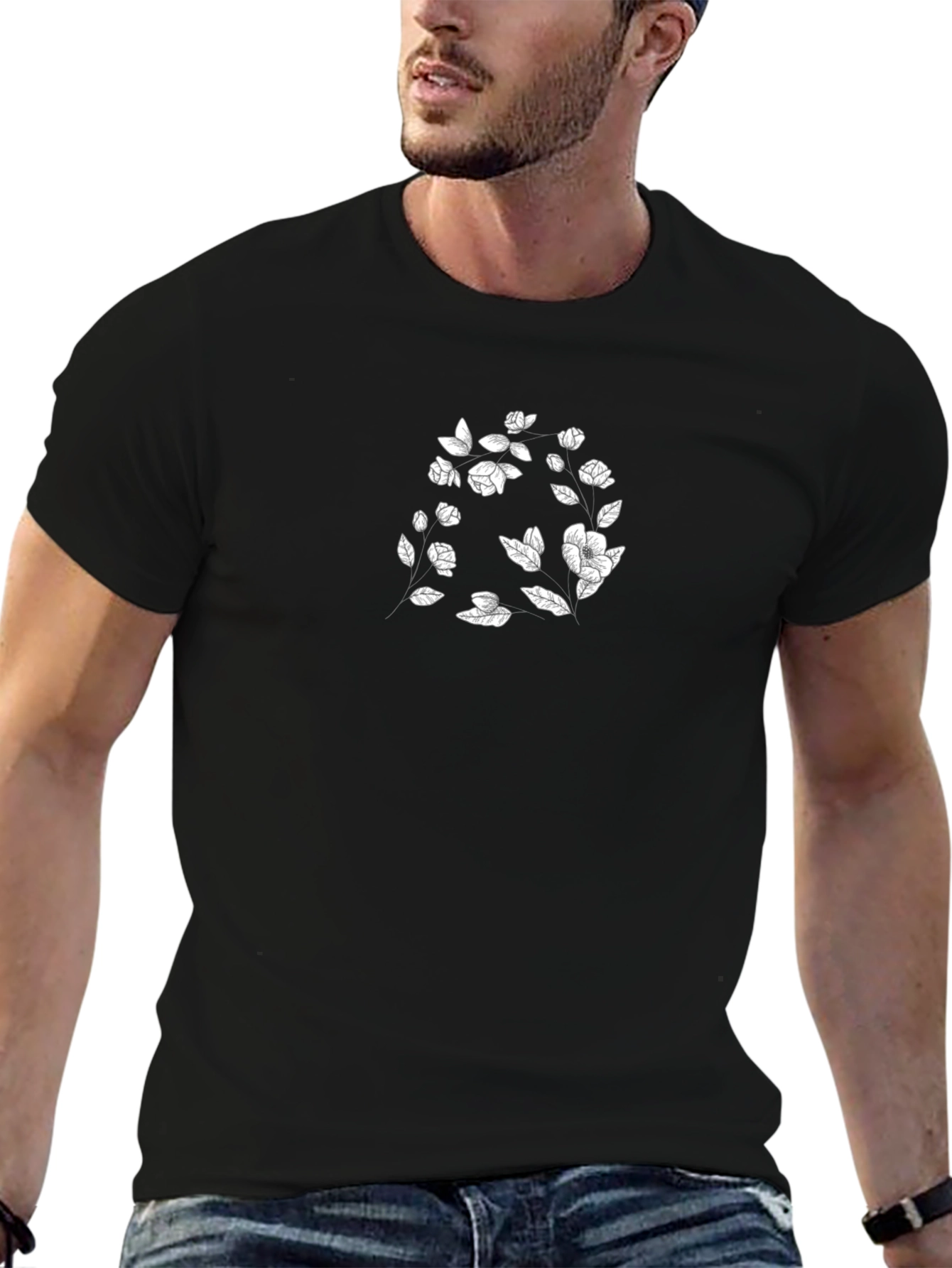 Floral Graphic Black T-Shirt - Modern Style