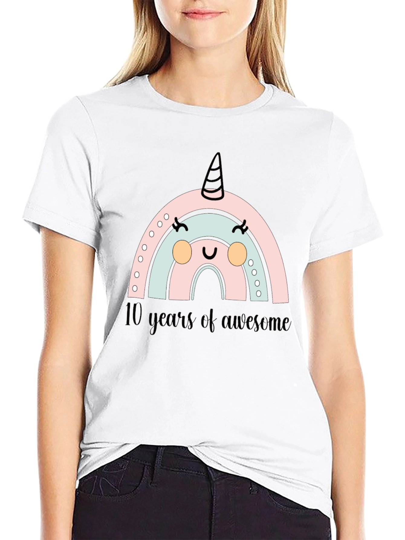 Cute Rainbow Unicorn 10th Birthday T-Shirt