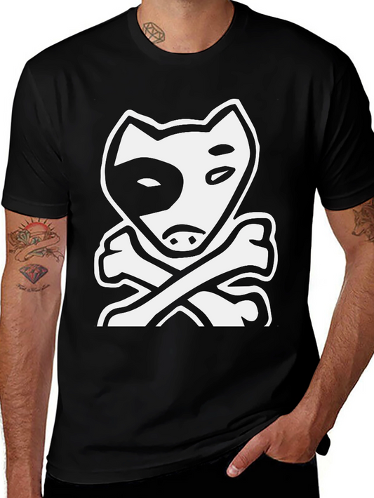 Dog & Bones Graphic Tee - Cool Black T-Shirt