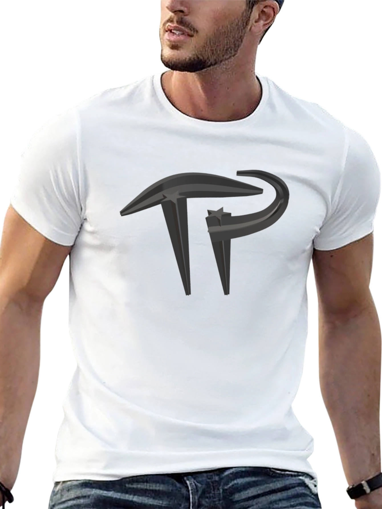 Modern Black T-Shirt with Unique Graphic Design
