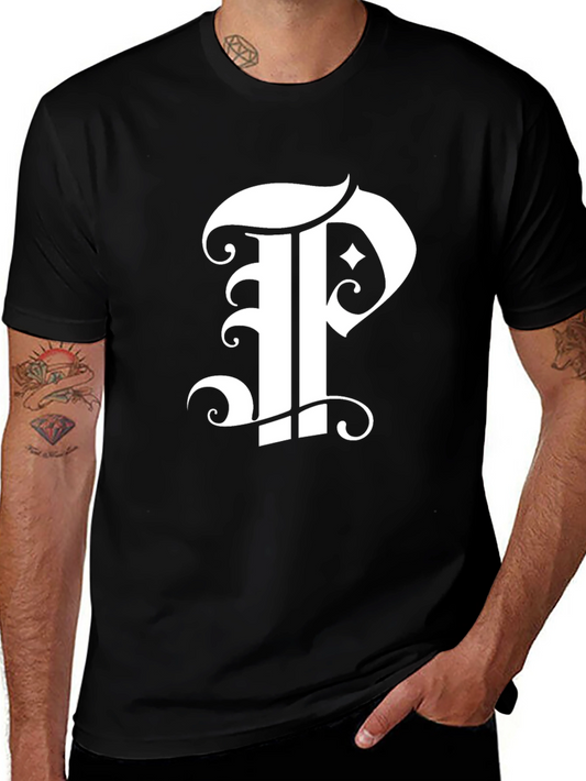 Black T-Shirt with Letter P Design
