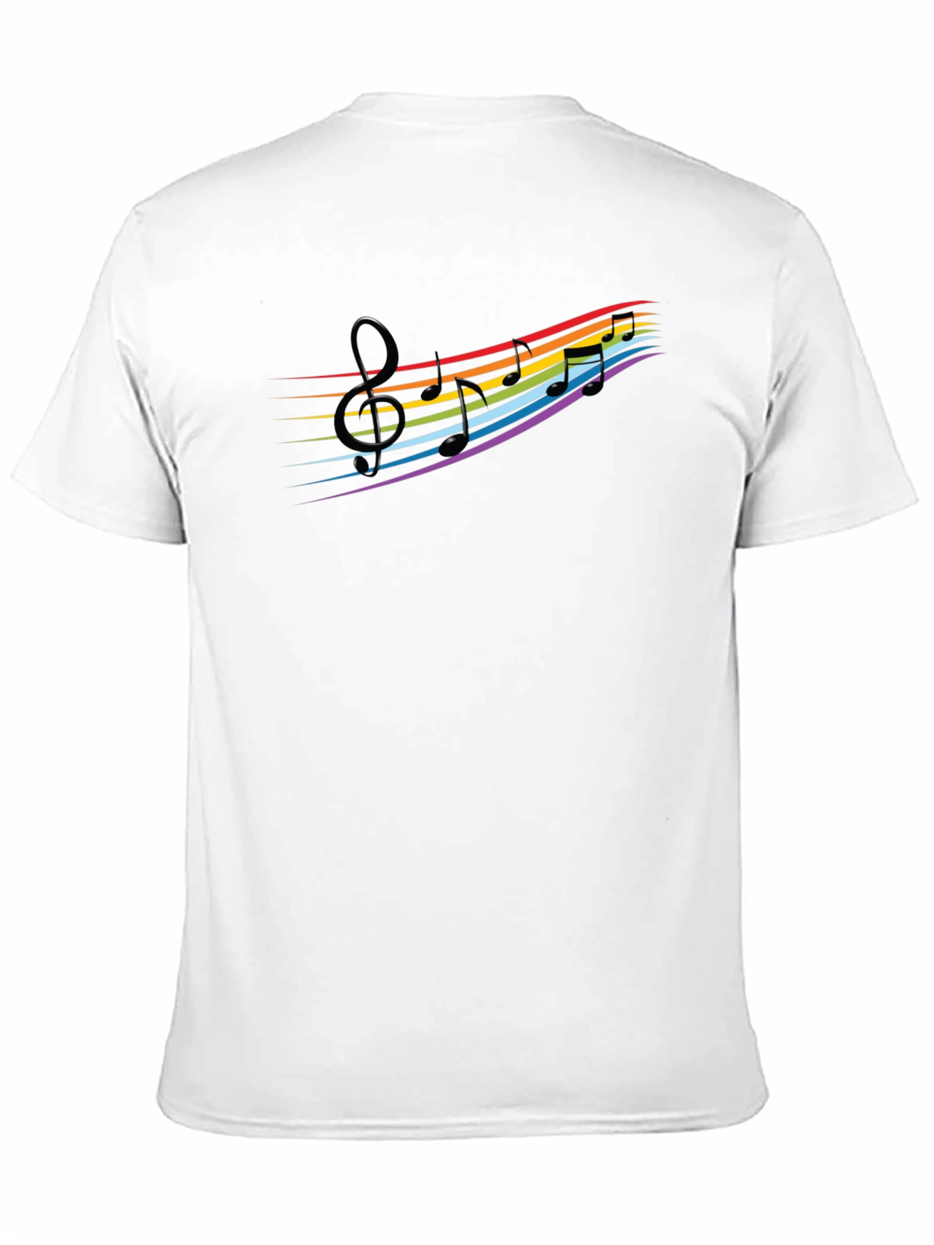 Rainbow Music Notes Graphic Black T-Shirt