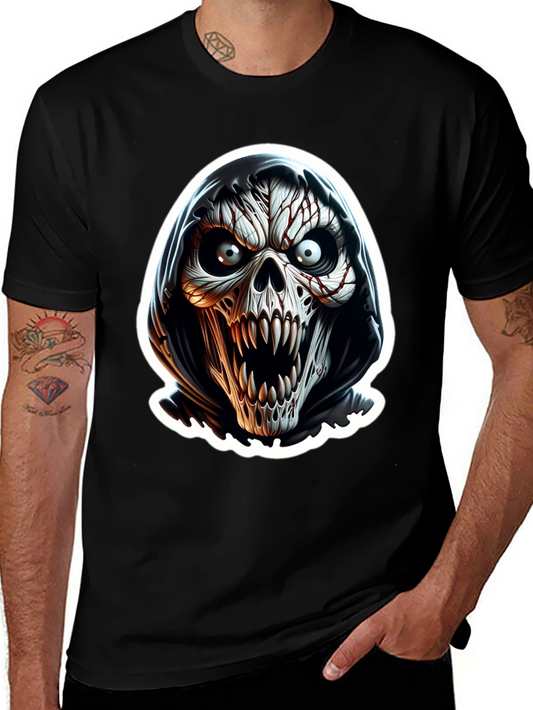 Grim Reaper Skull Graphic Black T-Shirt