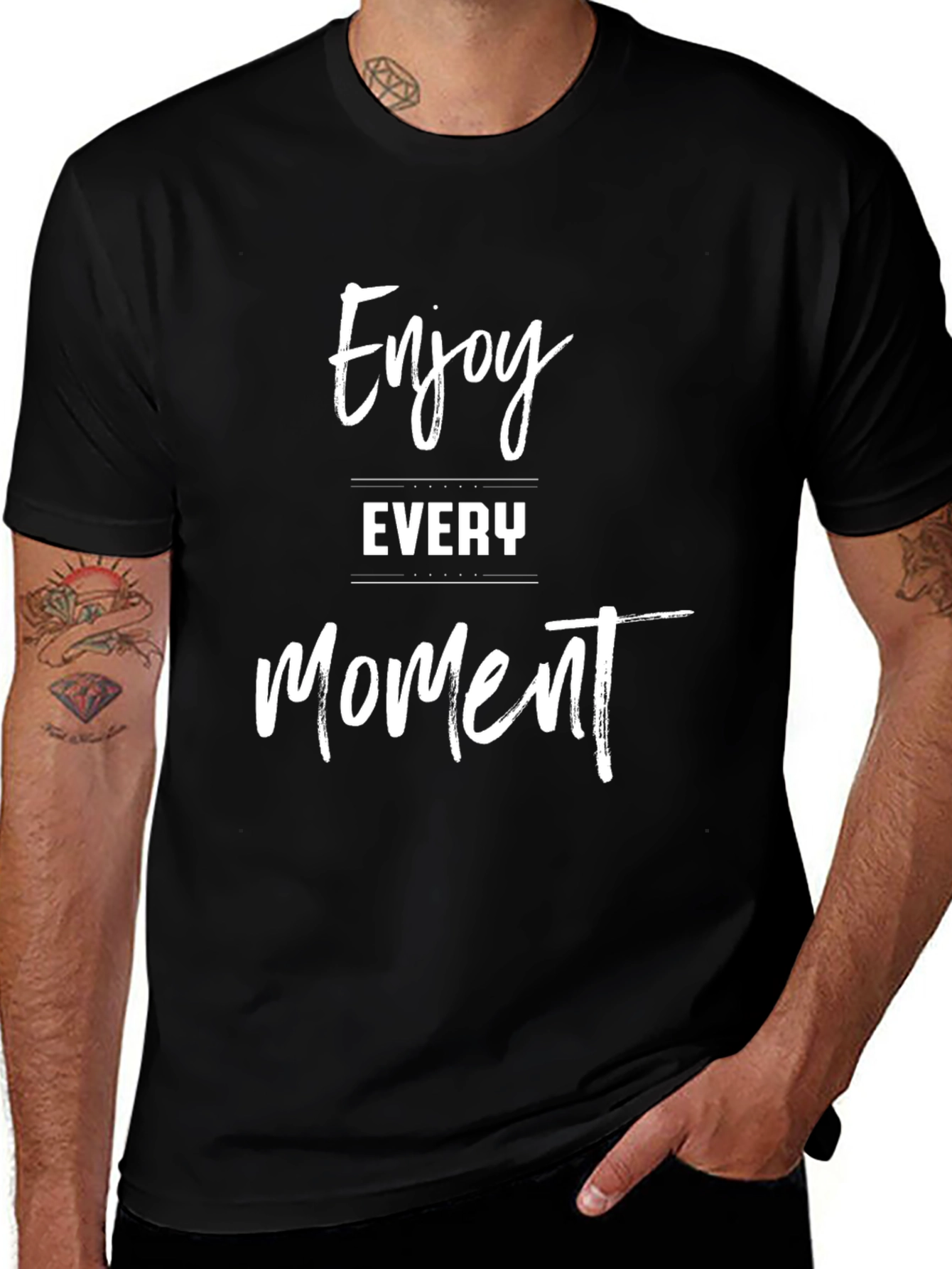 Enjoy Every Moment Black Graphic T-Shirt