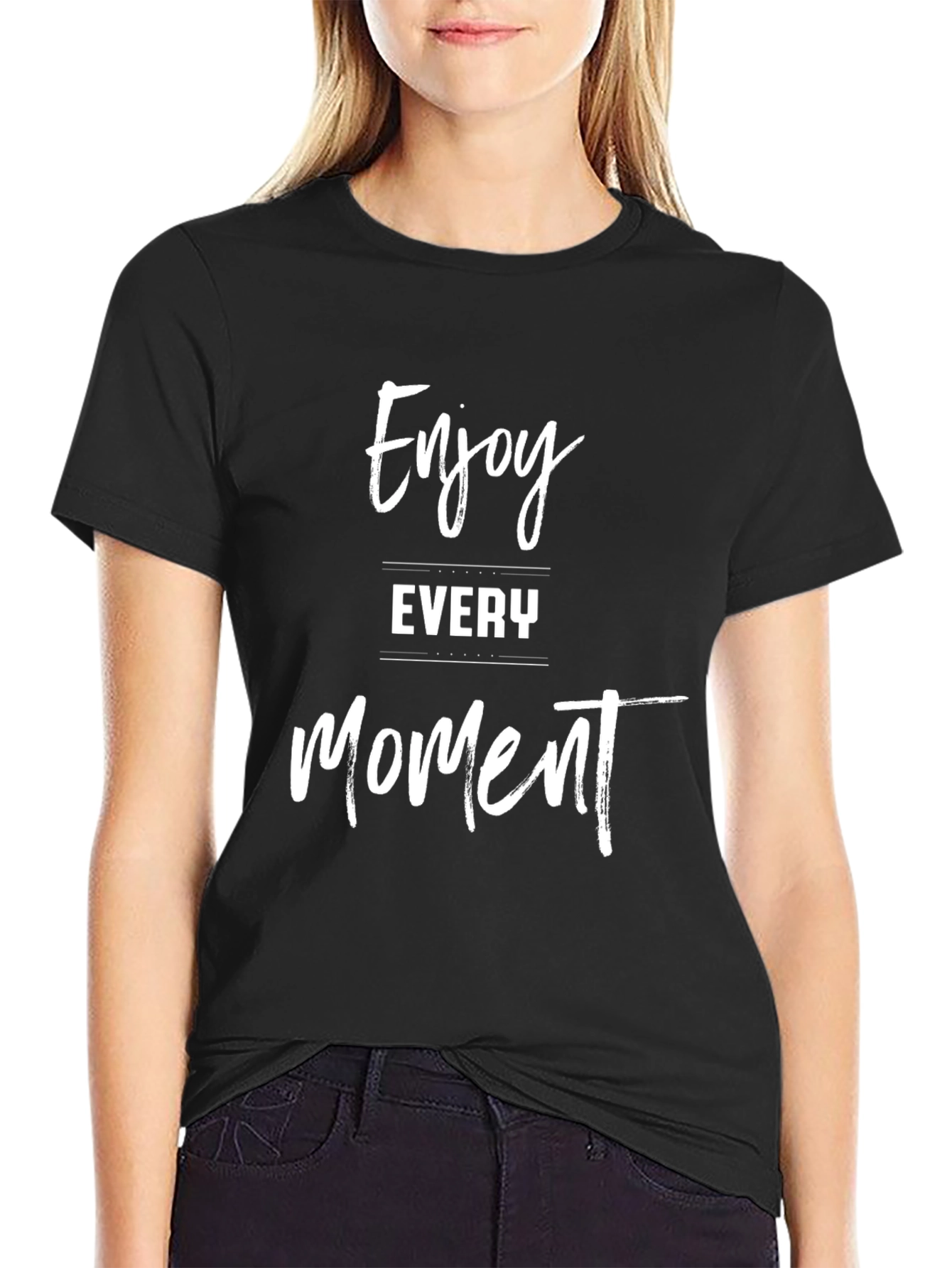 Enjoy Every Moment Black Graphic T-Shirt