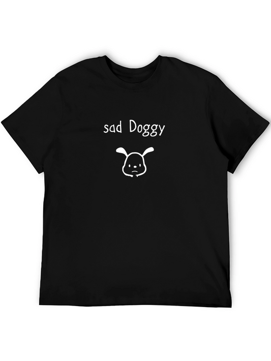 Sad Doggy Graphic Tee - Black Casual T-Shirt