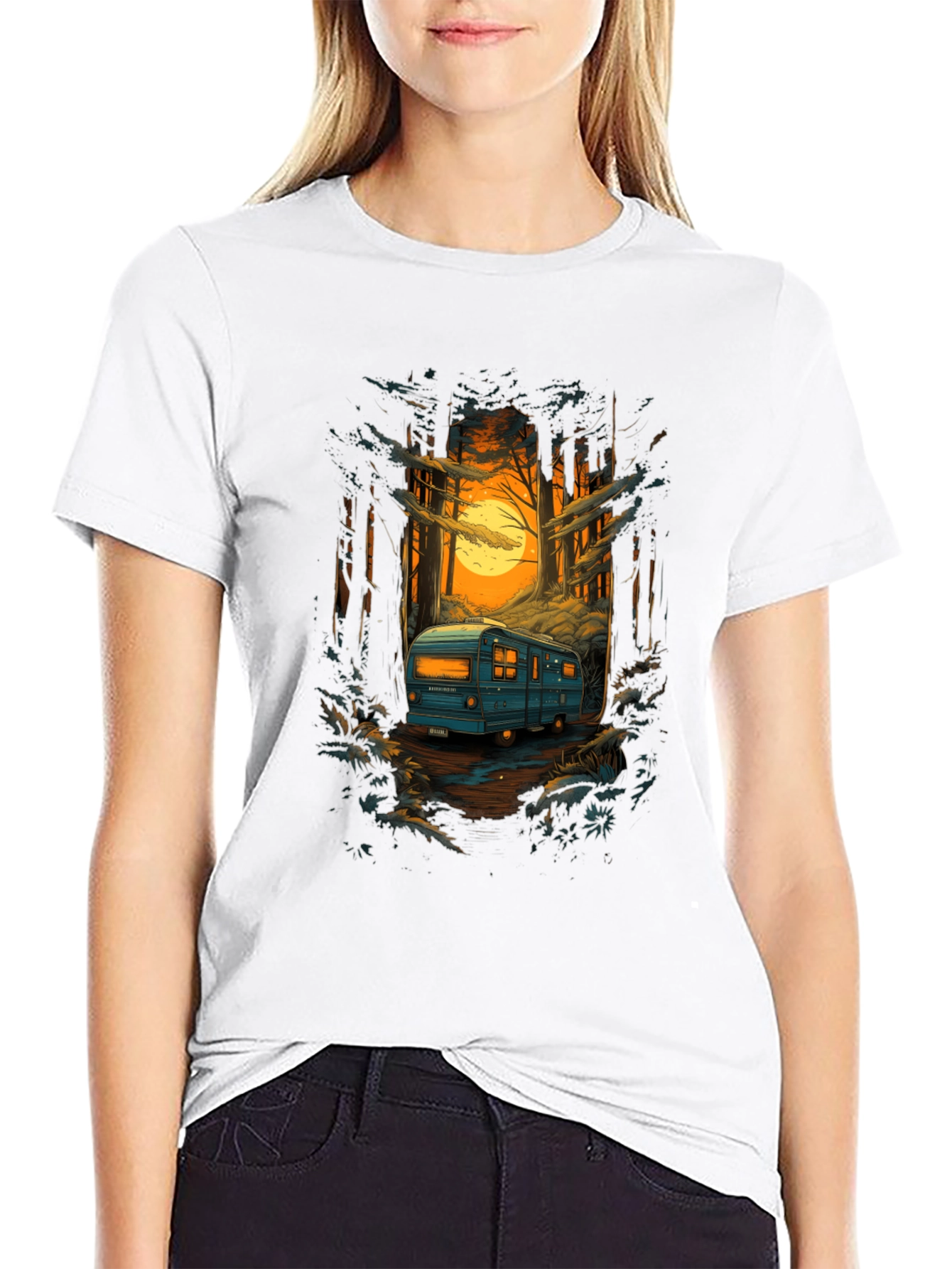 Adventure Awaits: RV in Forest T-Shirt