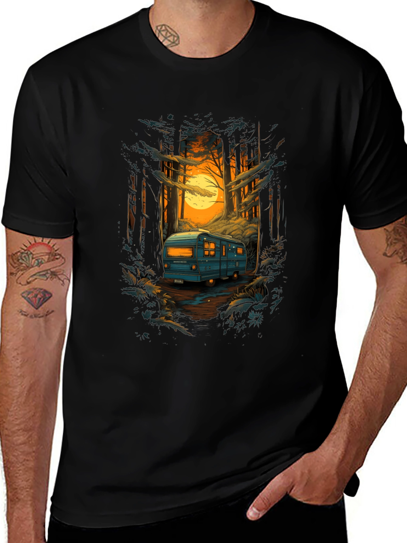 Adventure Awaits: RV in Forest T-Shirt