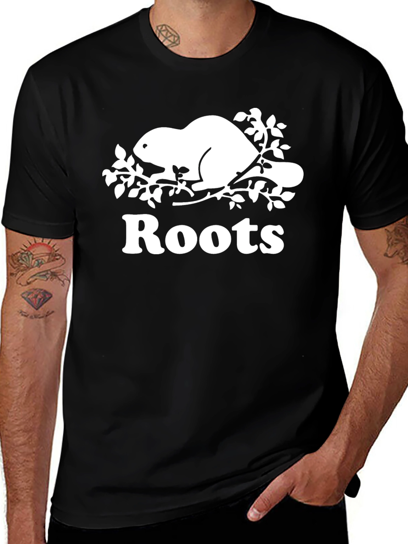 Roots Beaver Logo Black T-Shirt