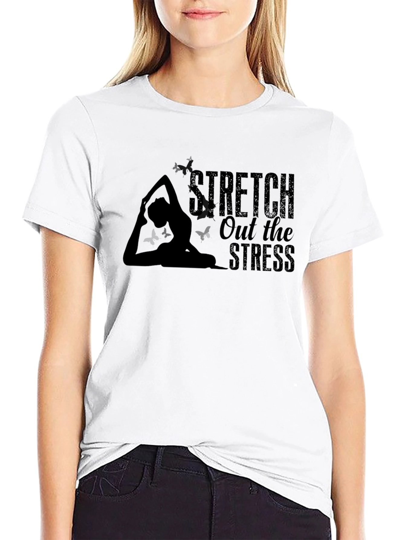 Stretch Out the Stress Yoga Graphic T-Shirt