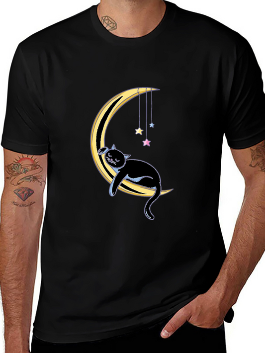 Cat on Moon Graphic Tee