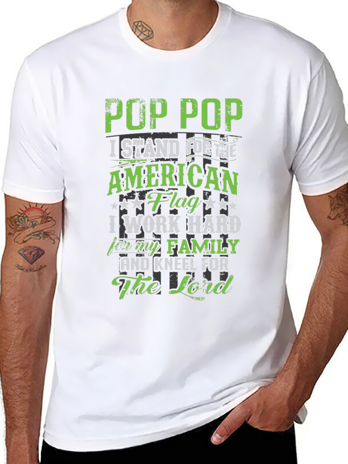 Pop Pop American Flag Graphic Tee