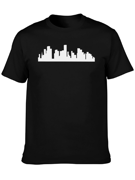 Cityscape Silhouette Graphic Tee - Black