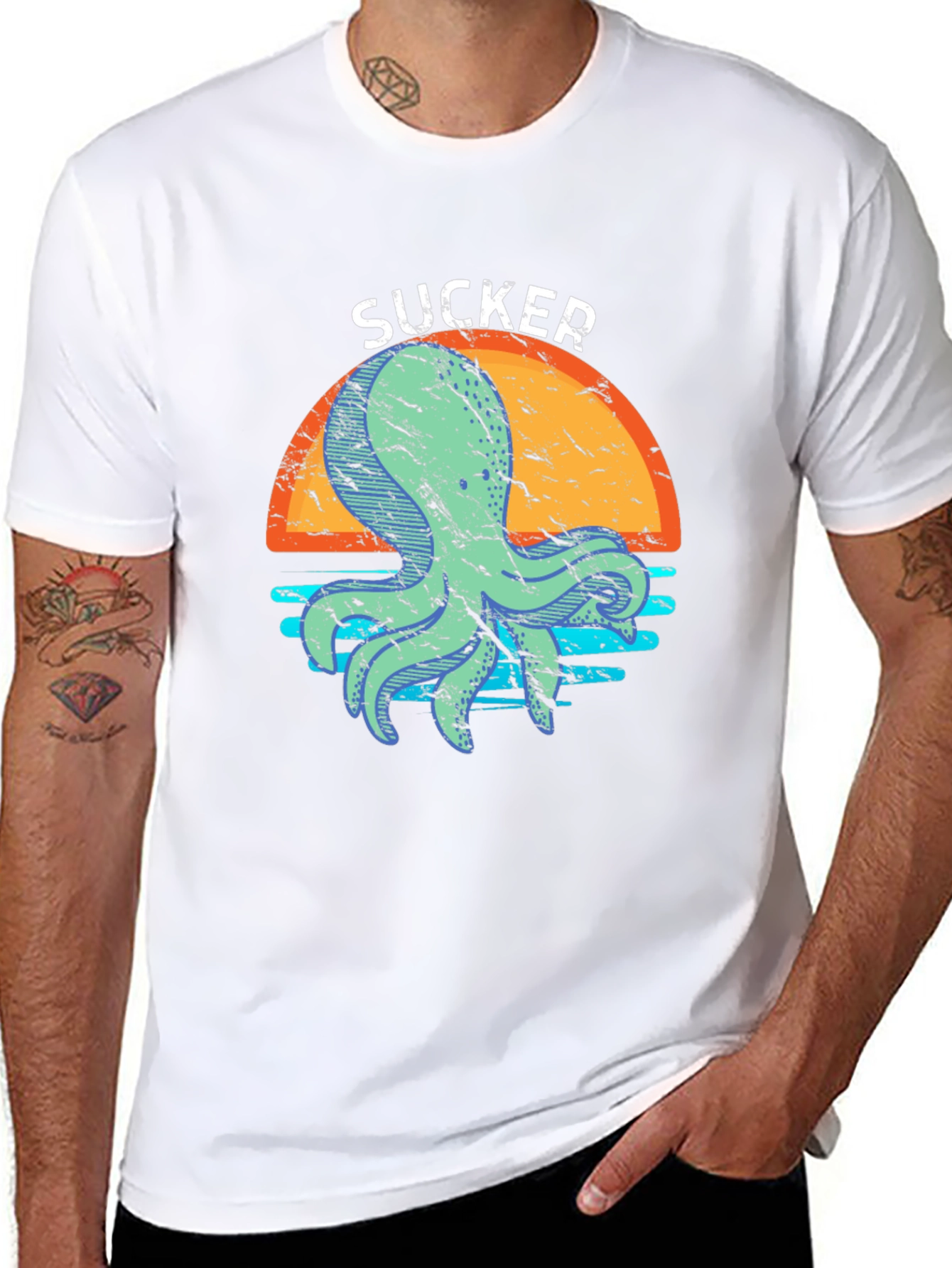 Sucker Octopus Graphic T-Shirt - Cool Sea Creature Tee