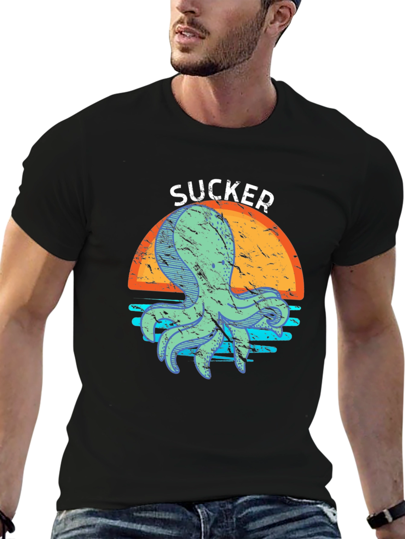 Sucker Octopus Graphic T-Shirt - Cool Sea Creature Tee
