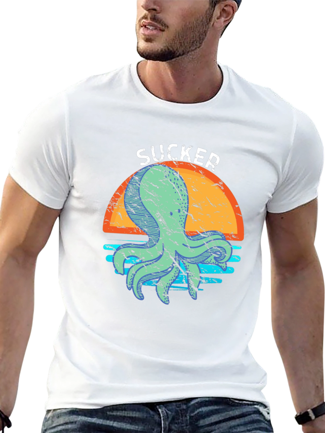 Sucker Octopus Graphic T-Shirt - Cool Sea Creature Tee