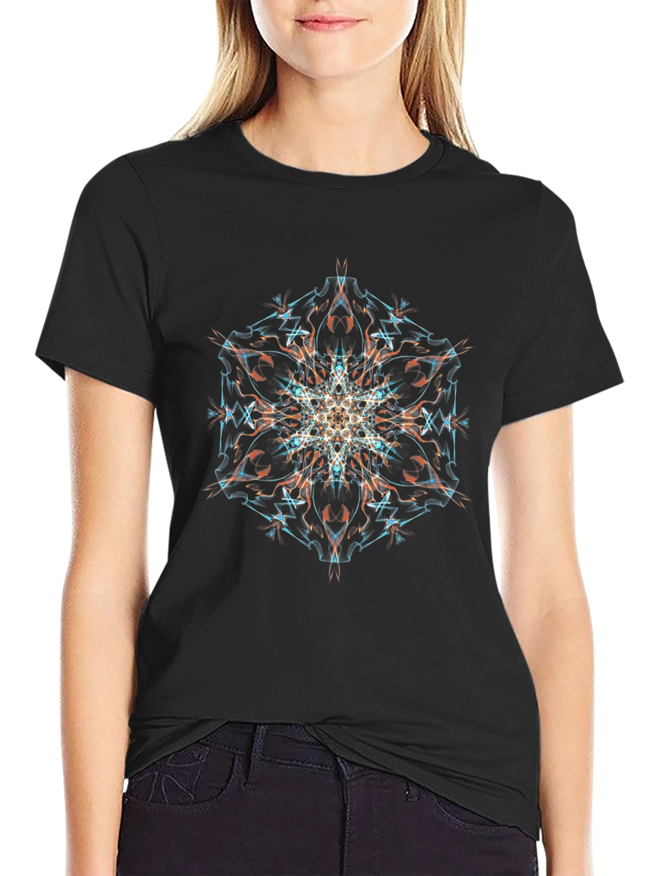 Geometric Mandala Black T-Shirt