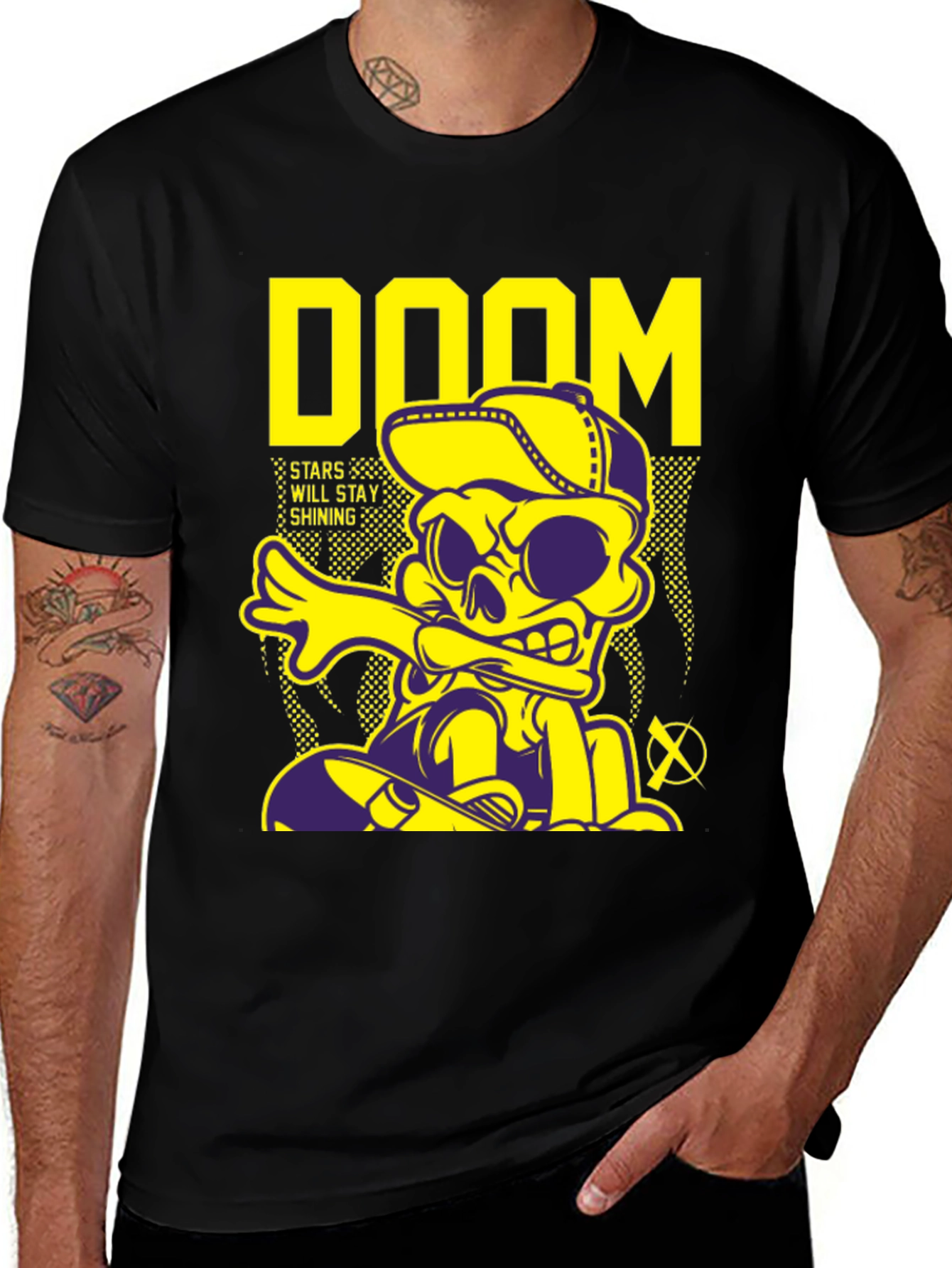 Doom Stars Shining Black Graphic T-Shirt